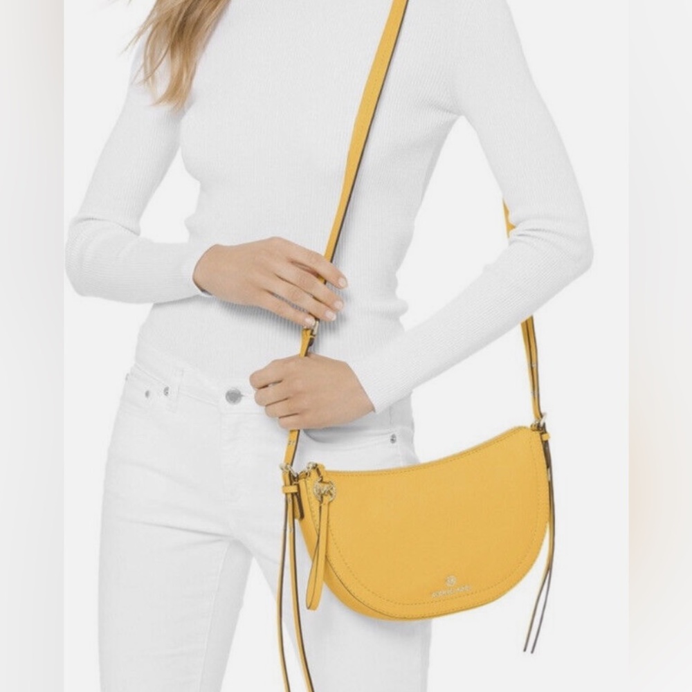 NWTs with defect Michael Kors Camden Leather Yellow Crossbody or Clutch